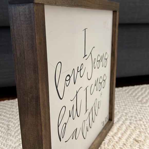 I LOVE JESUS BUT I CUSS A LITTLE HANDMADE WOODEN SIGN - Picture 7 of 11